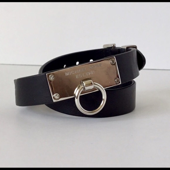 MICHAEL KORS Double Wrap Black Leather Bracelet - Picture 2 of 5